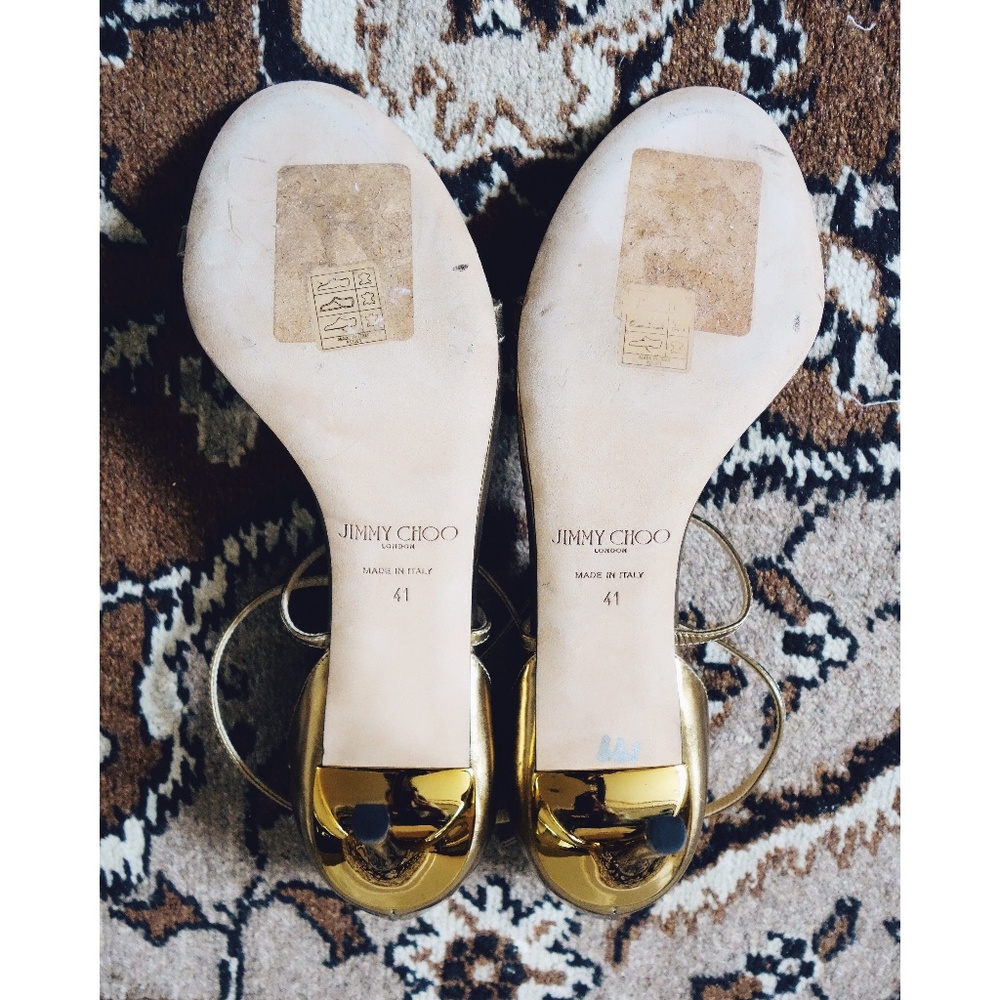 Jimmy Choo Gold Strappy Sandals sz 41 - NWD - Picture 5 of 8